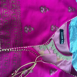 Vibrant Pink and Gold Embroidered Top
